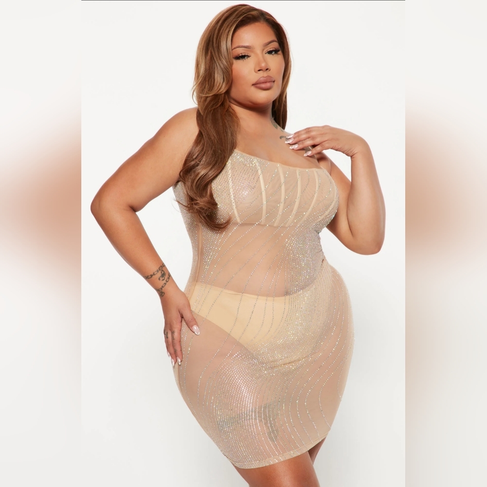Fashion Nova "Body Talk Embellished Mini Dress"